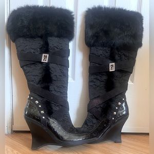 Baby Phat Fur Heeled Boots Size 9
